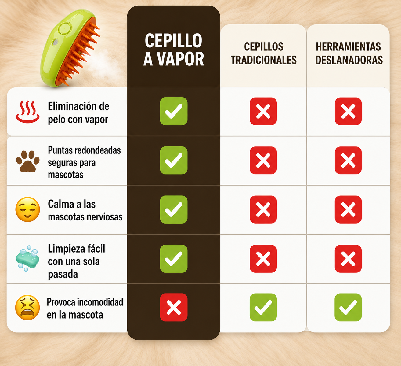 CEPILLO A VAPOR PARA MASCOTAS